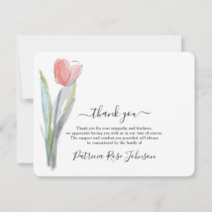 Simple Watercolor Tulip Funeral Memorial Thank You Card