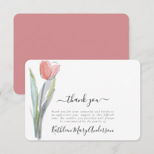 Simple Watercolor Tulip Funeral Memorial Thank You Card