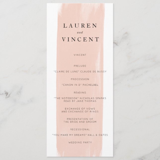 Simple Watercolor Wedding Program Programme (Front)