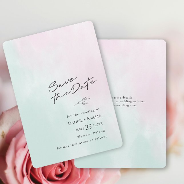 Simple Watercolor Wedding Save The Date Card (Watercolor Wedding Save The Date Card)