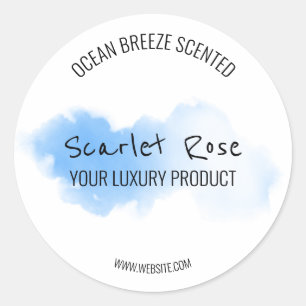 Simple Watercolor White And Blue Product Labels