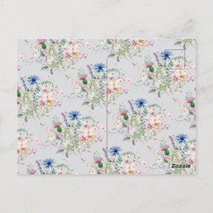 Simple Watercolor wildflower bouquet flora wedding Postcard