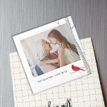 Simple Watercolor Winter Red Cardinal Birch Tree  Magnet<br><div class="desc">This design features a stylish trendy calligraphy script photo print with a simple watercolor nature birch tree, an elegant winter red cardinal bird, a minimalist minimal photo template, simple block style lettering custom, customised picture home decor gift, woodland winter woods white tree, simplistic elegance classic classy, timeless sketch black and...</div>