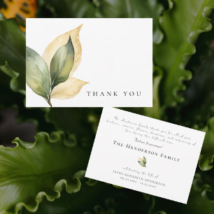 Simple Watercolor Yellow Petal Funeral Thank You Card
