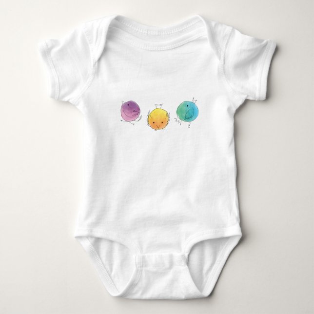 Simple Watercolour Birds Baby Bodysuit (Front)