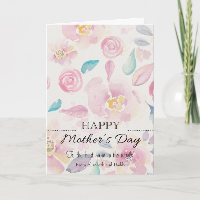 Simple Watercolour Mother's Day greeting card (Front)