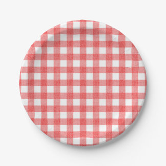 Simple watermelon gingham paper plate
