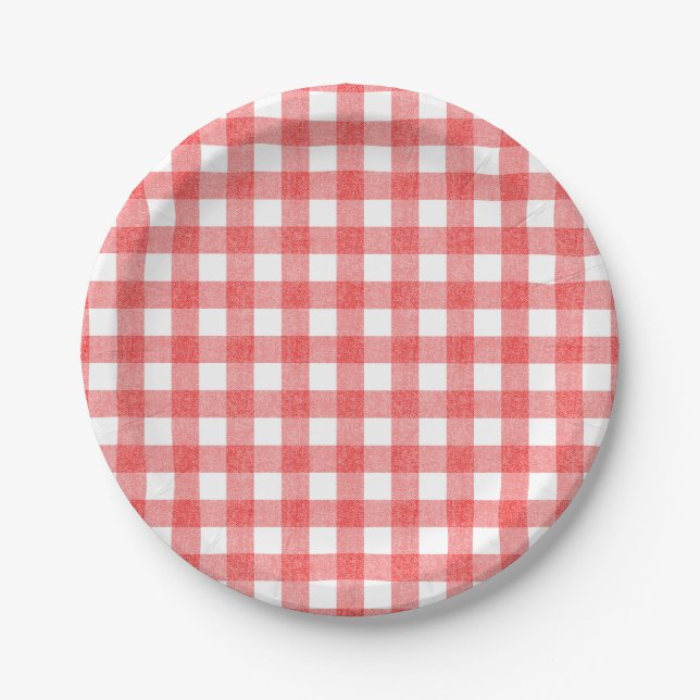 Simple watermelon gingham paper plate (Front)