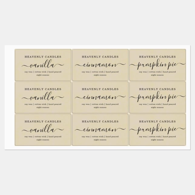 Simple WATERPROOF Candle Sticker Labels (Sheet)