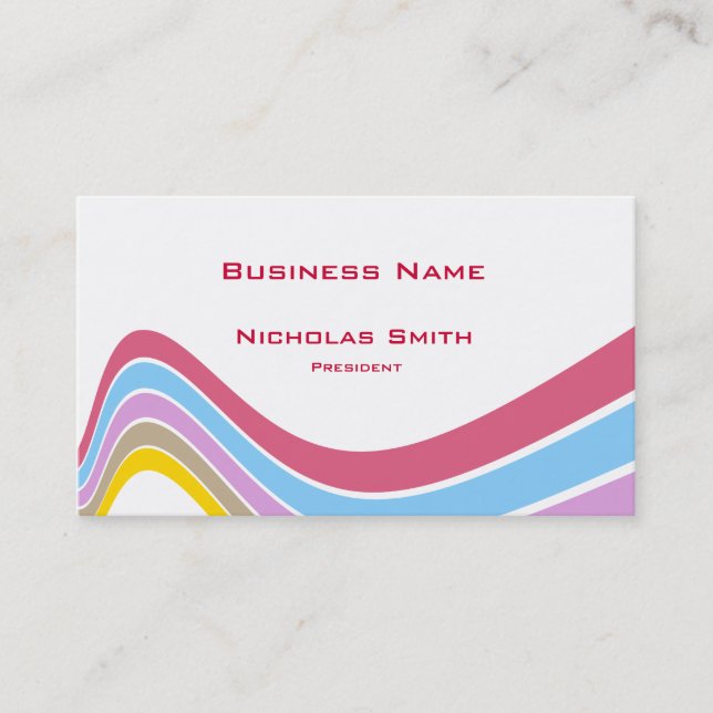Simple wave business business card (Front)