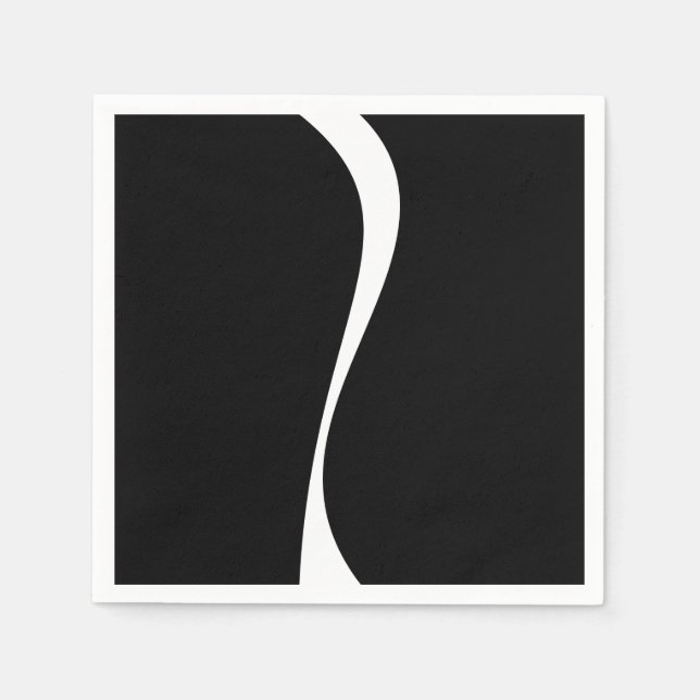 Simple Waves 2 - Black and White Napkin (Front)