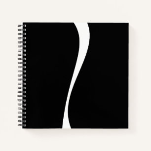 Simple Waves 2 - Black and White Notebook