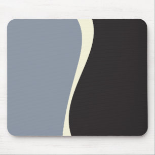 Simple Waves 2 in Black, Grey and Cream Mouse Mat