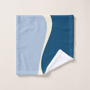 Simple Waves 2 in Dark Blue, Light Blue and Cream Bath Towel Set