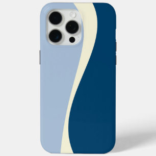 Simple Waves 2 in Dark Blue, Light Blue and Cream iPhone 15 Pro Max Case