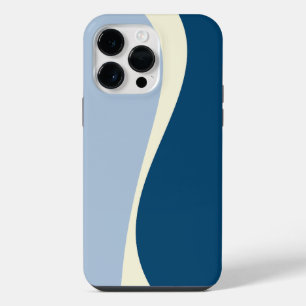 Simple Waves 2 in Dark Blue, Light Blue and Cream iPhone 14 Pro Max Case