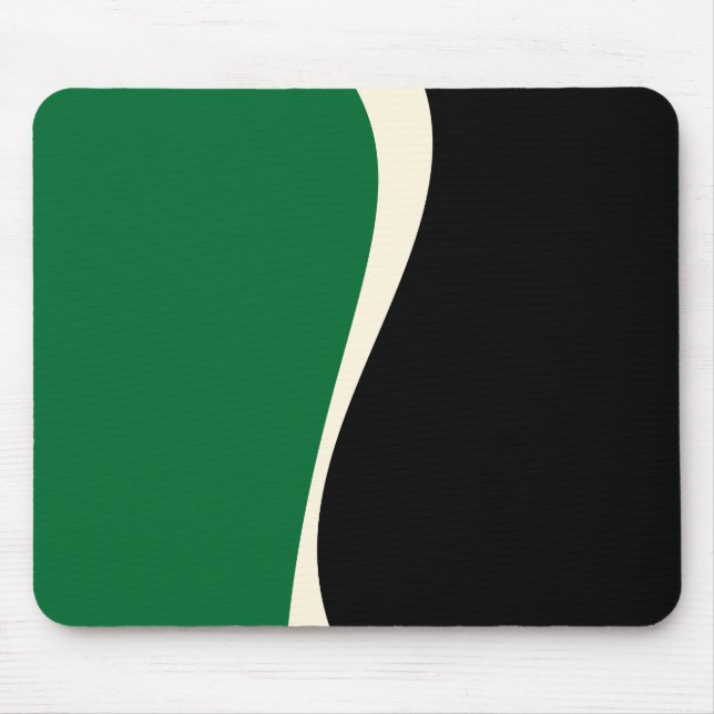 Simple Waves 2 in Green, Cream and Black  Mouse Mat (Front)