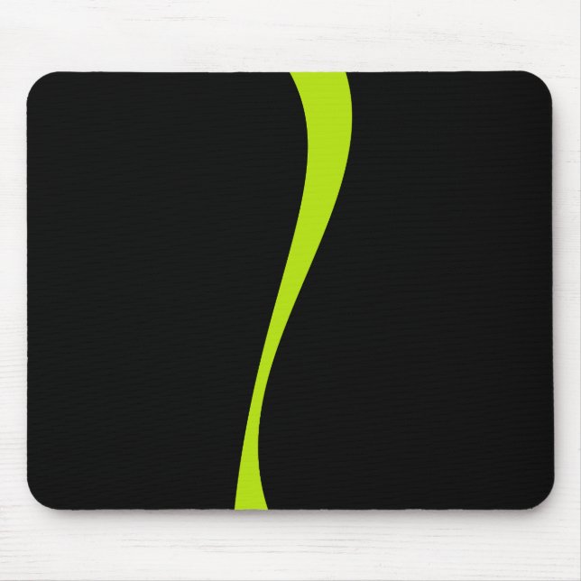 Simple Waves 2 in Lime Green and Black Mouse Mat (Front)