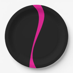 Simple Waves 2 in Magenta and Black Paper Plate