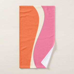 Simple Waves 2 in Pink, Orange, and Cream Bath Towel Set