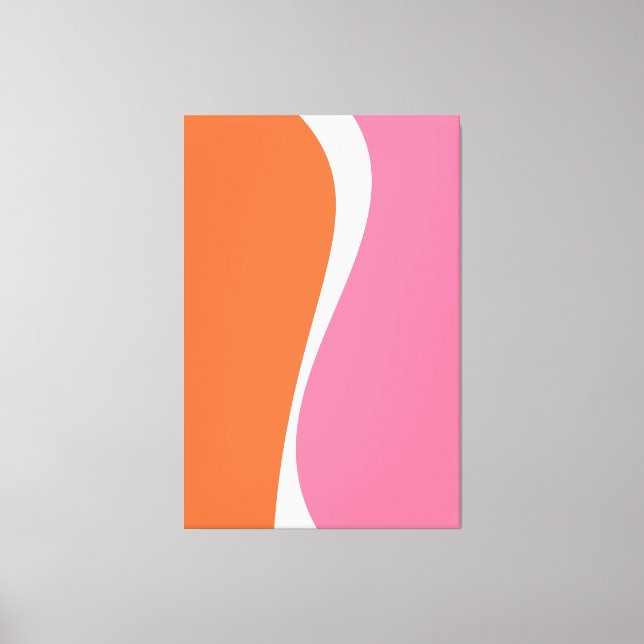 Simple Waves 2 in Pink, Orange, and Cream Canvas Print (Front)