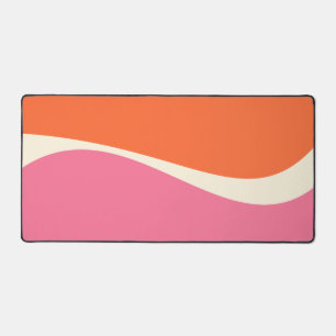 Simple Waves 2 in Pink, Orange, and Cream Desk Mat