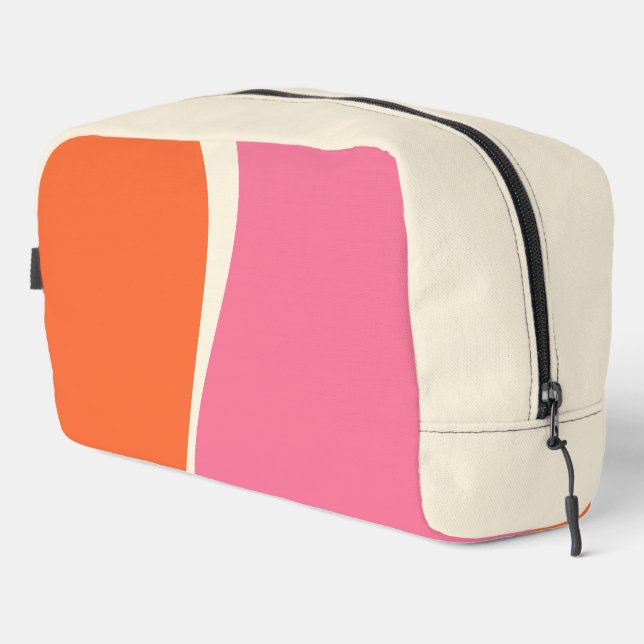 Simple Waves 2 in Pink, Orange, and Cream Dopp Kit (Right Corner)