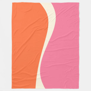 Simple Waves 2 in Pink, Orange, and Cream Fleece Blanket