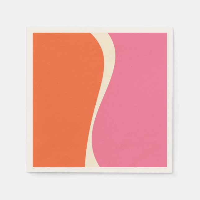 Simple Waves 2 in Pink, Orange, and Cream Napkin (Front)