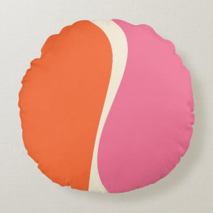 Simple Waves 2 in Pink, Orange, and Cream Round Cushion