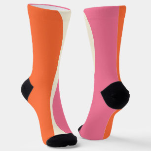 Simple Waves 2 in Pink, Orange, and Cream Socks