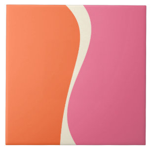 Simple Waves 2 in Pink, Orange, and Cream Tile