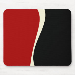 Simple Waves 2 in Red and Cream Mouse Mat