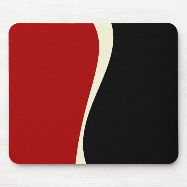 Simple Waves 2 in Red and Cream Mouse Mat (Front)