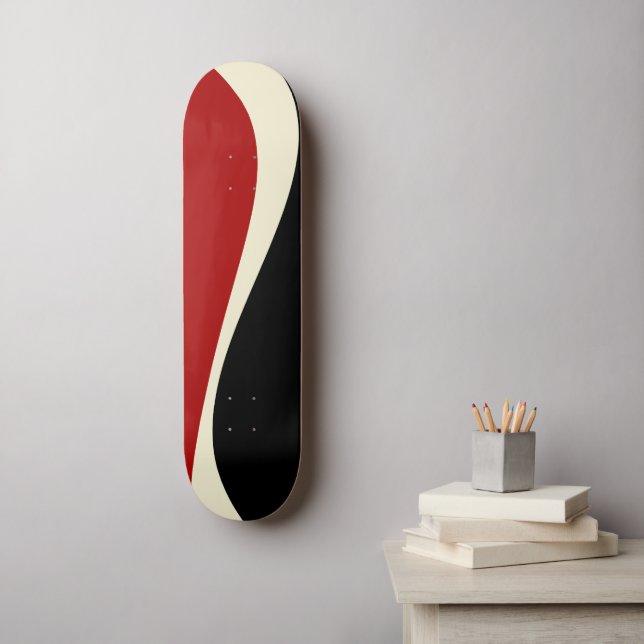 Simple Waves 2 in Red and Cream Skateboard (Wall Art)