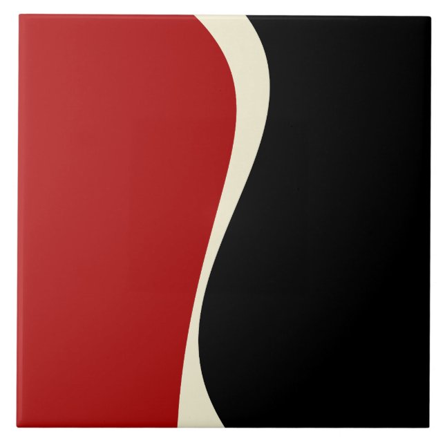 Simple Waves 2 in Red and Cream Tile (Front)