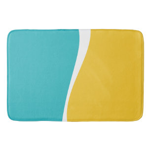 Simple Waves 2 in Turquoise, Yellow, and White Bath Mat