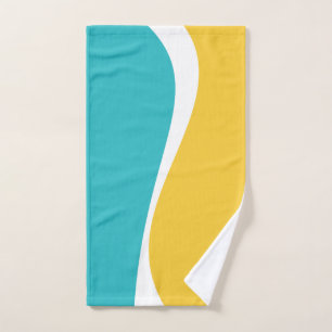 Simple Waves 2 in Turquoise, Yellow, and White Bath Towel Set