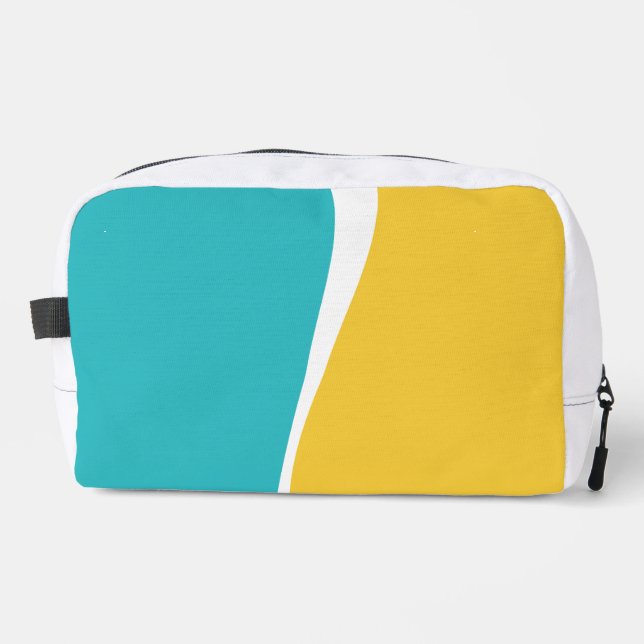 Simple Waves 2 in Turquoise, Yellow, and White Dopp Kit (Front)