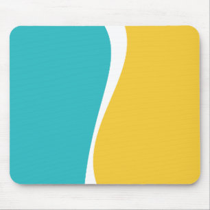 Simple Waves 2 in Turquoise, Yellow, and White Mouse Mat