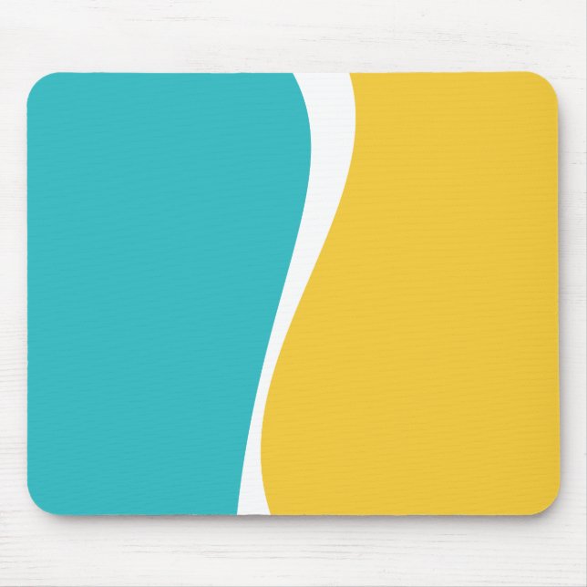 Simple Waves 2 in Turquoise, Yellow, and White Mouse Mat (Front)
