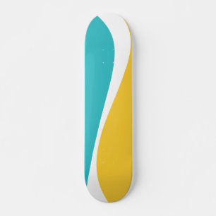 Simple Waves 2 in Turquoise, Yellow, and White Skateboard