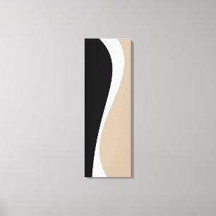 Simple Waves 2 - Taupe, Black and White Canvas Print