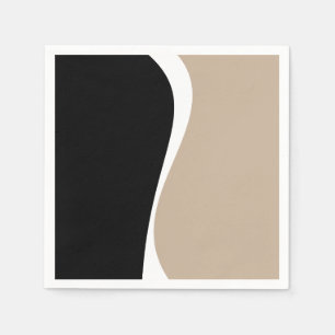 Simple Waves 2 - Taupe, Black and White Napkin