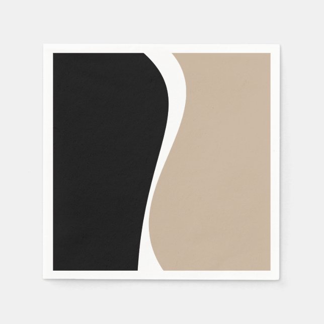 Simple Waves 2 - Taupe, Black and White Napkin (Front)