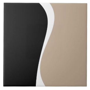 Simple Waves 2 - Taupe, Black and White Tile