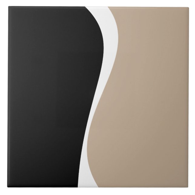 Simple Waves 2 - Taupe, Black and White Tile (Front)