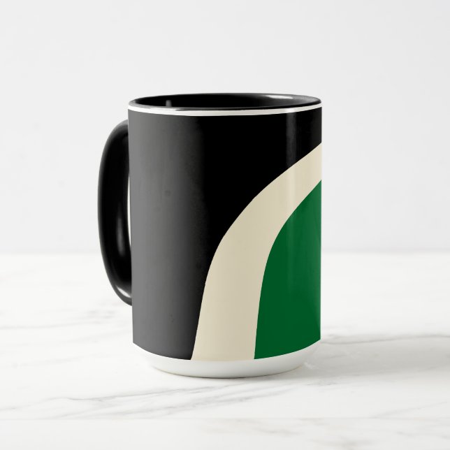 Simple Waves 3 in Green, Cream and Black  Mug (Front Left)