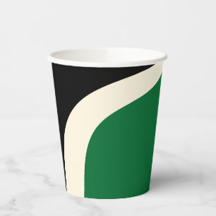 Simple Waves 3 in Green, Cream and Black  Paper Cups