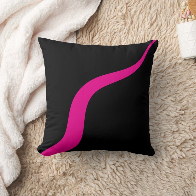 Simple Waves 3 in Magenta and Black Cushion (Blanket)